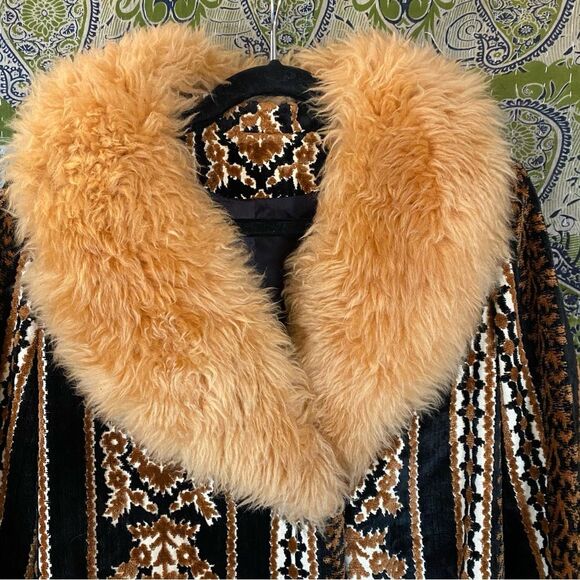 Vtg 1970's Country Pacer Multicolored Tapestry Faux Fur Penny Lane Coat Size S/M - Picture 2 of 16